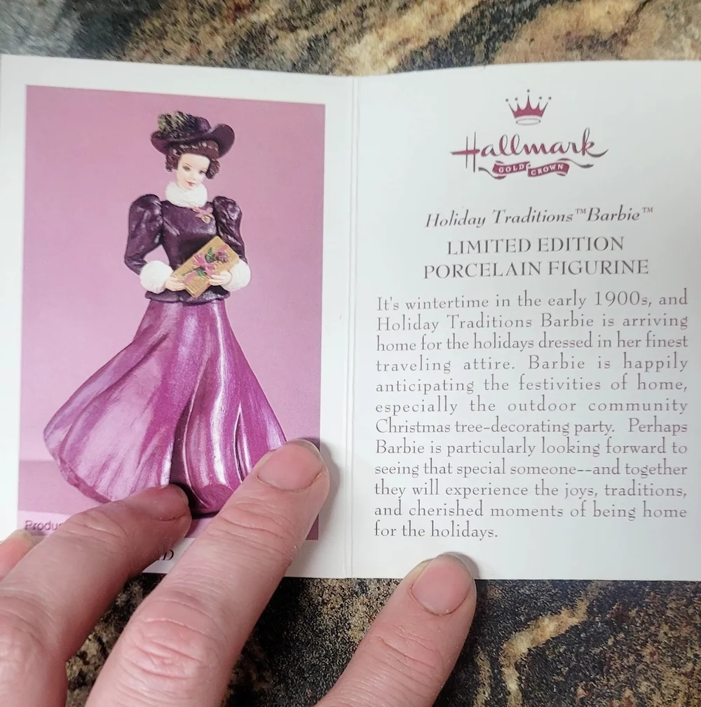Hallmark Holiday Traditions Limited Edition Porcelain Barbie Figurine.